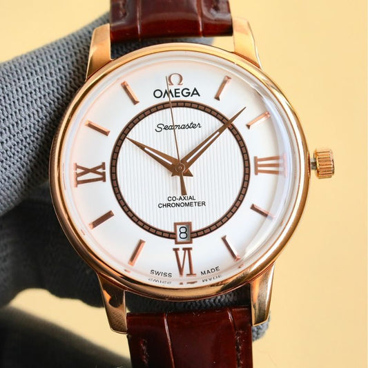 Omega De Ville Prestige Red Gold On Leather Strap