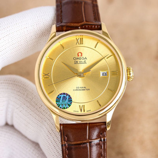 Omega De Ville Prestige Yellow Gold On Leather Strap