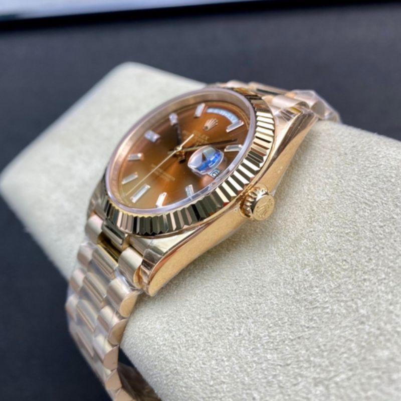 Rolex Day-Date 40 Rose Gold Chocolate Baguette Dial