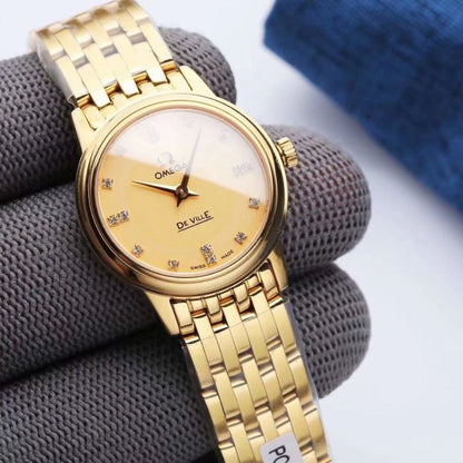 Omega Diamond MOP Dial Gold Quartz Ladies Watch