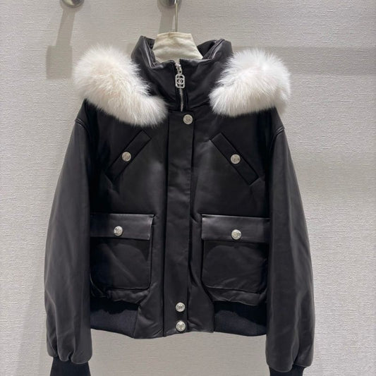 Chanel Ski Series Sheepskin Down Fox Fur Hood Jacket