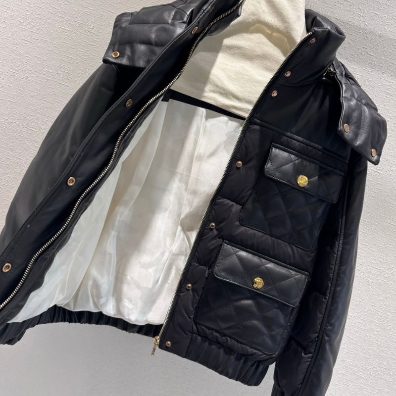 Chanel Ski Series Sheepskin Hooded Leather Down Black Jacket