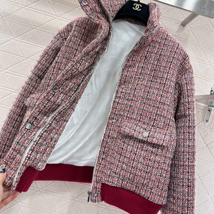 Chanel Houndstooth Woolen Down Jacket