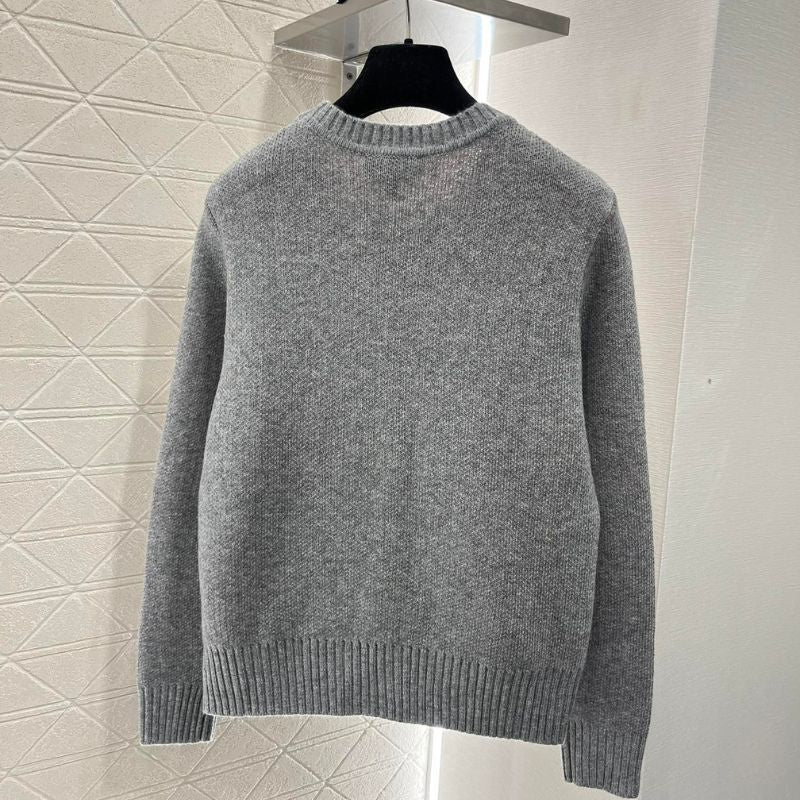 Chanel Contrast Color Wool Knit Pullover Sweatshirt