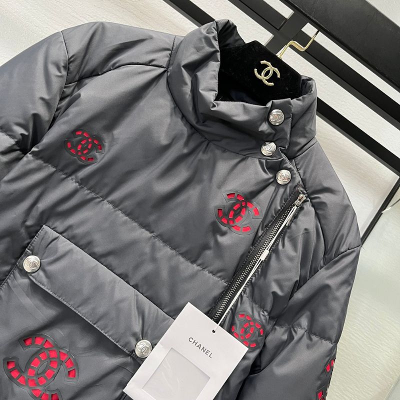 Chanel 24FW Stand-Up Collar Hollow Pattern Down Jacket