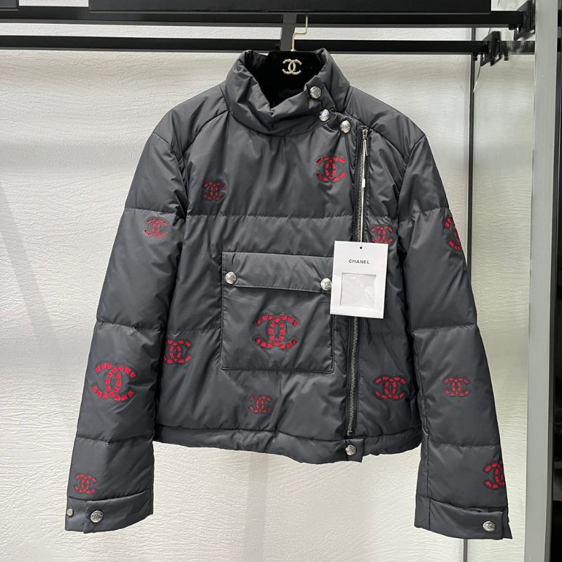 Chanel 24FW Stand-Up Collar Hollow Pattern Down Jacket