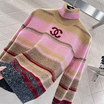 Chanel High-Collar Crochet Knit Top Sweatshirt