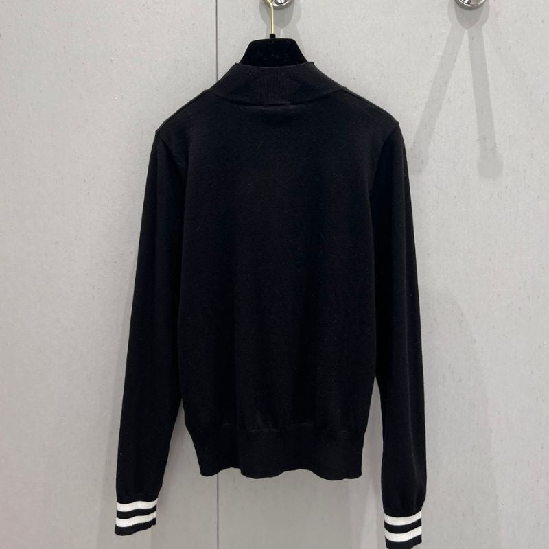 Chanel 24FW Logo Jacquard Contrast Turtleneck Sweatshirt