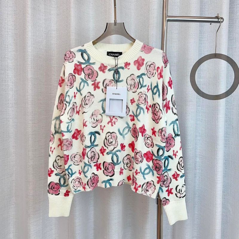 Chanel Graffiti Print Wool Top Sweatshirt