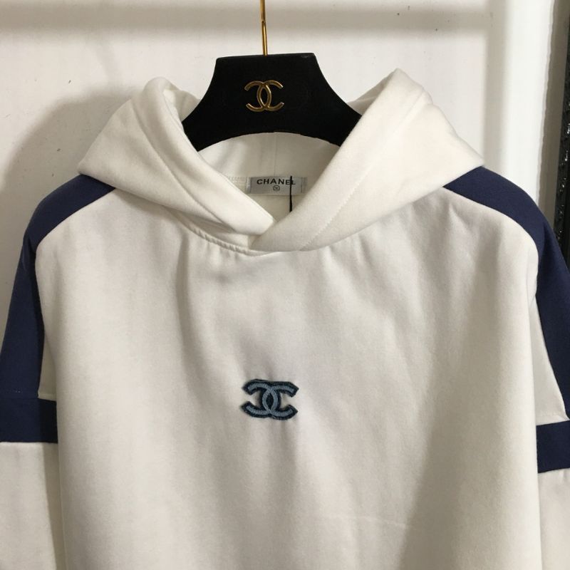 Chanel Small Leather Logo Hooded Fleece Sweatshirt