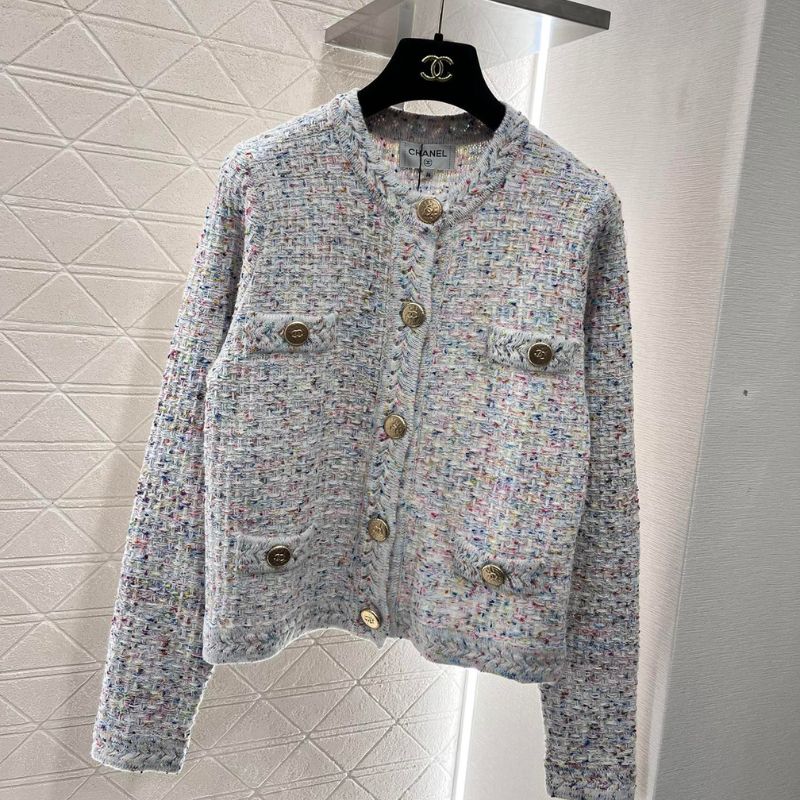 Chanel Multicolor Woven Knitted Cardigan Sweatshirt