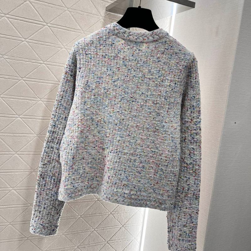 Chanel Multicolor Woven Knitted Cardigan Sweatshirt