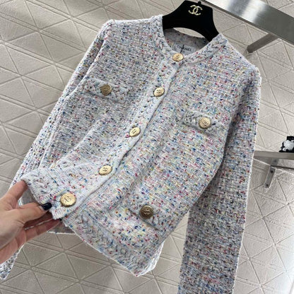 Chanel Multicolor Woven Knitted Cardigan Sweatshirt