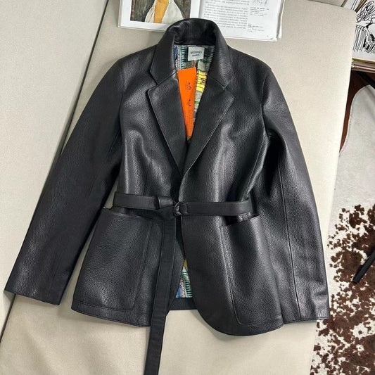 Hermes Lychee Grain Cowhide Leather Jacket