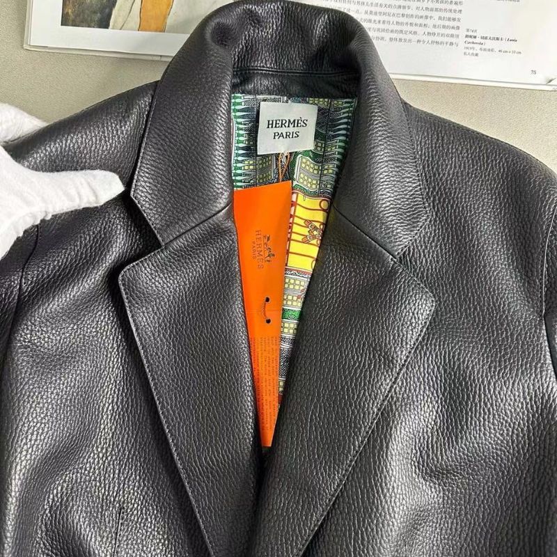 Hermes Lychee Grain Cowhide Leather Jacket