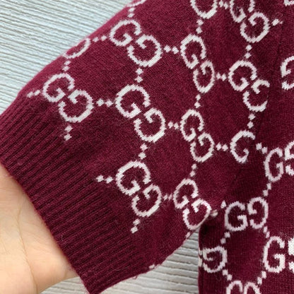 Gucci Double G Wool Knit Short-Sleeve Sweater