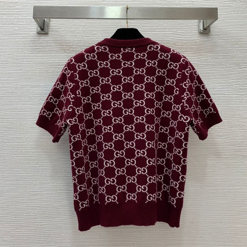 Gucci Double G Wool Knit Short-Sleeve Sweater