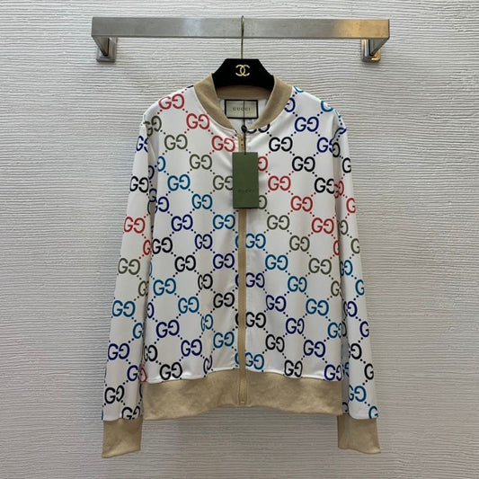 Gucci Double GG Print Stand Collar Zipper Jacket
