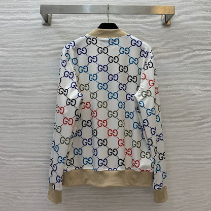 Gucci Double GG Print Stand Collar Zipper Jacket