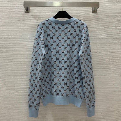 Gucci Double GG Print V-Neck Knitted Cardigan