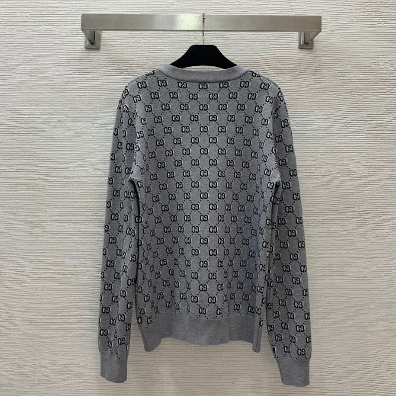 Gucci Double GG Print V-Neck Knitted Cardigan