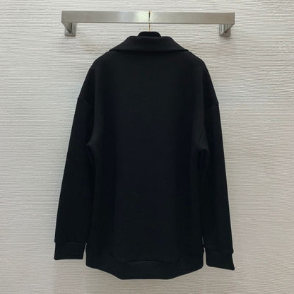 Gucci Chest Leather Embroidered Logo Half-Zip Sweatshirt