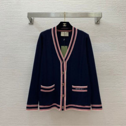 Gucci Wool Knit V-Neck Cardigan