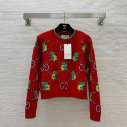 Gucci Dragon Year GG Logo Wool Pullover Sweater
