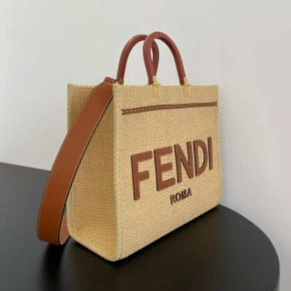 Fend Sunshine Summer Straw Shopping Bag