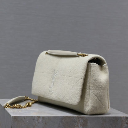 YSL Jamie Silk White Shoulder Bag