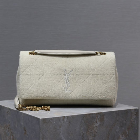 YSL Jamie Silk White Shoulder Bag