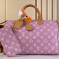 LV Speedy P9 Bandouliere Monogram Leather Pink Luggage Bag