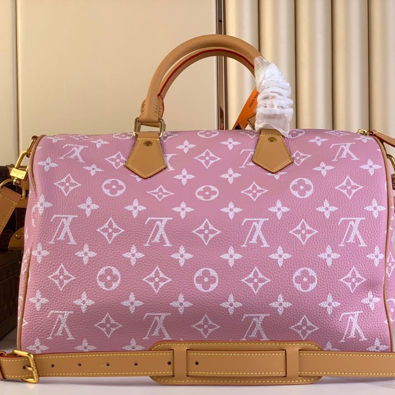 LV Speedy P9 Bandouliere Monogram Leather Pink Luggage Bag