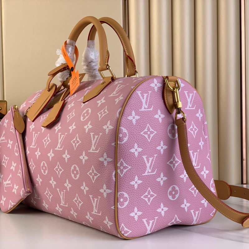 LV Speedy P9 Bandouliere Monogram Leather Pink Luggage Bag