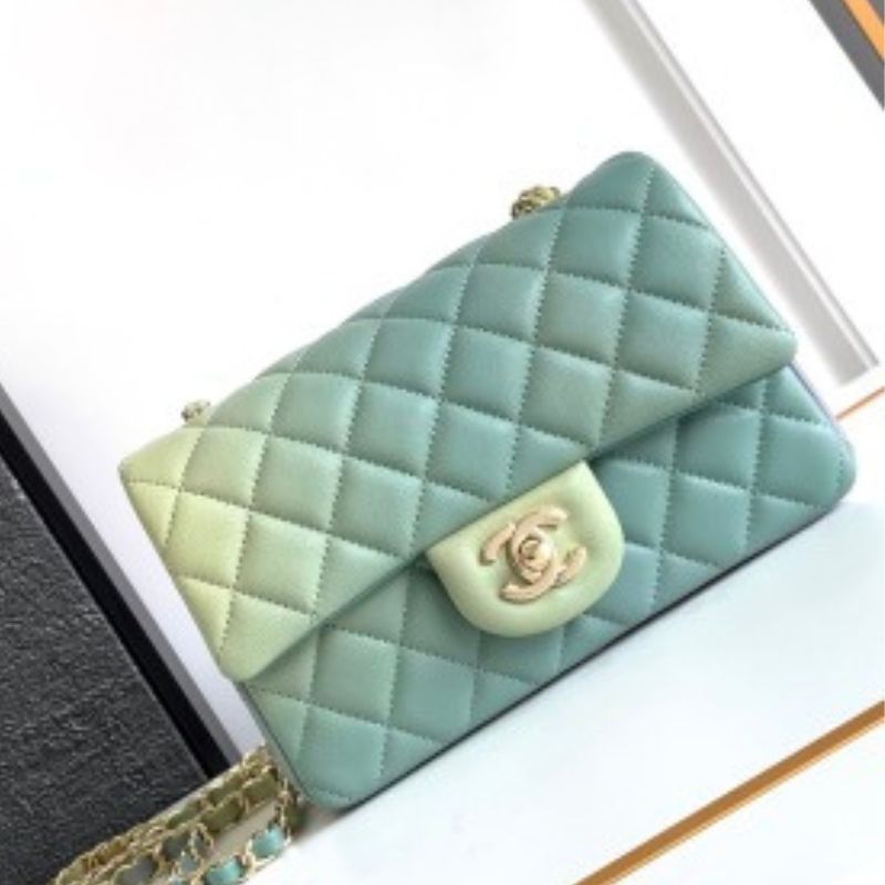 Chanel Mint Green Quilted Caviar Leather Classic Flap Bag