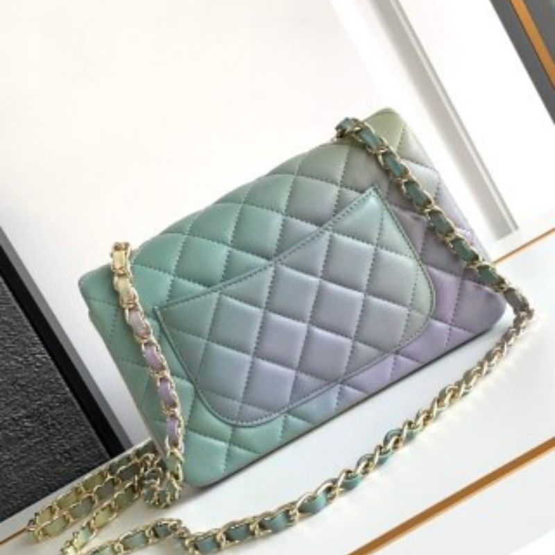 Chanel Mint Green Quilted Caviar Leather Classic Flap Bag