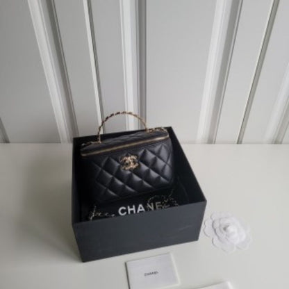 Chanel Black Lamb Skin Top Handle Bag