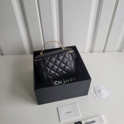 Chanel Black Lamb Skin Top Handle Bag