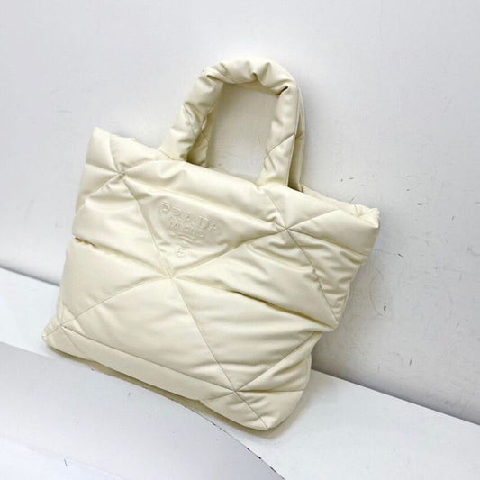 Prada White Embossed Logo Padded Nappa Leather Tote Bag
