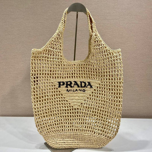 Prada Interwoven Logo Tote Bag