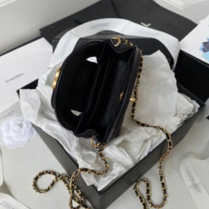 Chanel Mini Shopping Velvet Gold Metal Bag