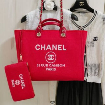 Chanel Deauville NM Tote Mixed Fiber Bag