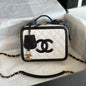 Chanel White Quilted Caviar Small Filigree Vanity Case Bag