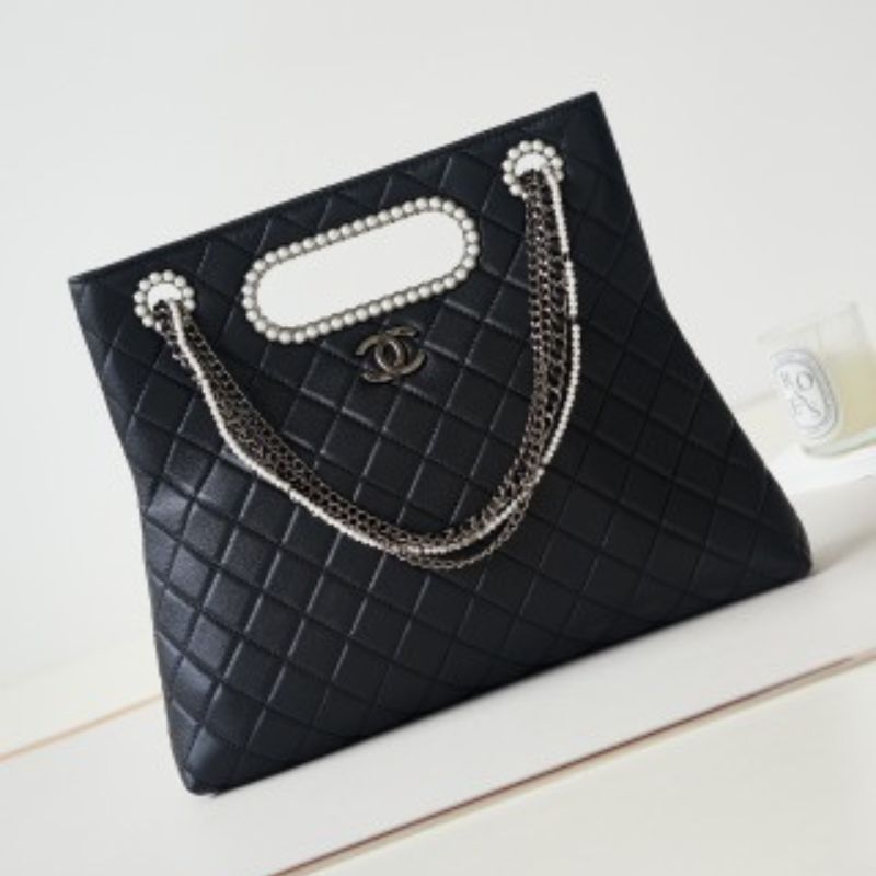 Chanel Noir Perle Quilted Tote Bag