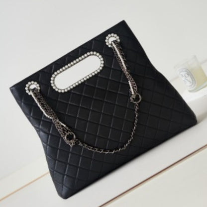 Chanel Noir Perle Quilted Tote Bag