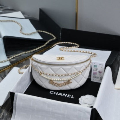 Chanel White Leather Belt Bag