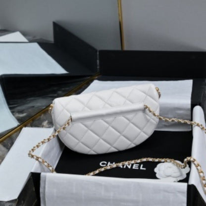 Chanel White Leather Belt Bag