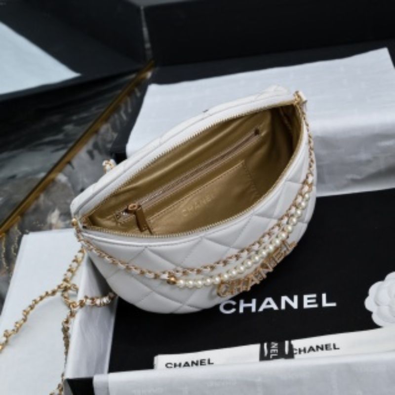 Chanel White Leather Belt Bag