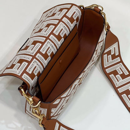 Fendi Brown FF Embroidery Fabric Bag