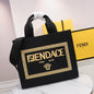 Fendi Canvas Fendace Logo Large Shopping Tote Black Bag